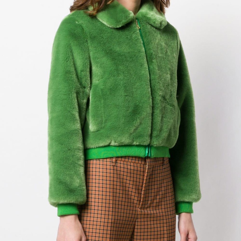 Shrimps green faux fur jacket sz. Small